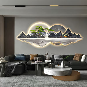 Moderno soggiorno pittura decorativa paesaggio murale con luce pittura diamantata incisione <span class=keywords><strong>laser</strong></span> cristallo porcellana pittura - Product Image 2