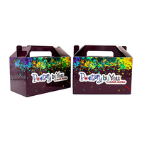Boîtes cadeaux portables personnalisées W186 avec logo violet, emballage personnalisé pour artisanat en poterie, revêtement UV, gaufrage, matériaux recyclés