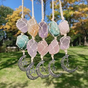 Pendule de voiture en étoile de guérison, pierre précieuse spirituel, Reiki tressée, améthyste Rose, Quartz énergétique, décoration d'intérieur, cristal - Product Image 2