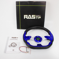 Volant de course JDM plat de 320 mm (13 pouces) universel pour voitures, volant en PVC pour drift, compatible avec les voitures à 6 trous, les voiturettes de golf et les karts