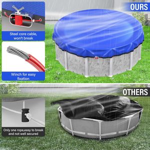 Bâche durable de couverture de <span class=keywords><strong>piscine</strong></span> d'hiver PE et PVC forts avec la couverture protectrice de corde en acier pour des piscines au sol dans la saison d'hiver - Product Image 6