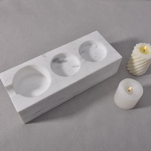 เชิงเทียนหินธรรมชาติแบบกำหนดเองที่วางเทียนทีไลท์ของตกแต่งงานแต่งงานของตกแต่งบ้านบ้านเทียนหินอ่อน - Product Image 2