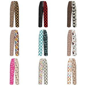 <span class=keywords><strong>Pantalon</strong></span> décontracté taille haute à jambe <span class=keywords><strong>large</strong></span> et coupe droite imprimé, design fendu, drapé, pour <span class=keywords><strong>femme</strong></span>, vente en gros personnalisée - Product Image 1