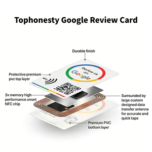 Tarjeta de revisión de redes sociales NFC hecha a medida 215 placa acrílica con <span class=keywords><strong>QR</strong></span> <span class=keywords><strong>para</strong></span> Google Review Pvc Stand Table Display Use - Product Image 4
