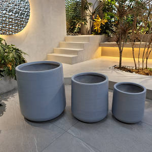 Vasi in ceramica vasi per piante in pietra di grandi dimensioni kit di propagazione per la decorazione del giardino grigio vasi per piante utilizzati con fiori/piante verdi - Product Image 5