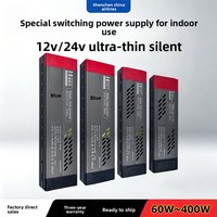 Alimentation à découpage ultra-mince 24V/12V, entrée 170-265V, efficacité 95%, source de tension constante pour boîte lumineuse, bande LED linéaire