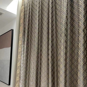 Custom Luxury Grey Embroidery Fabric <strong>Curtains</strong> and Drapes With Trimming for Elegant Living Room - Product Image 4