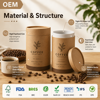Tube en papier kraft écologique personnalisé pour torréfacteur de café, emballage 360°, couleur Pantone, OEM, boîte cylindrique hermétique pour grains entiers, gelée, sucre