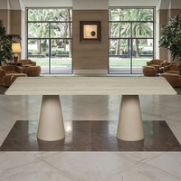 Offre Spéciale d'usine Grande table à manger pour 6-8 personnes Moderne Travertin Fritté Pierre Céramique Marbre Dessus Argile Fini Jambes Hôtels