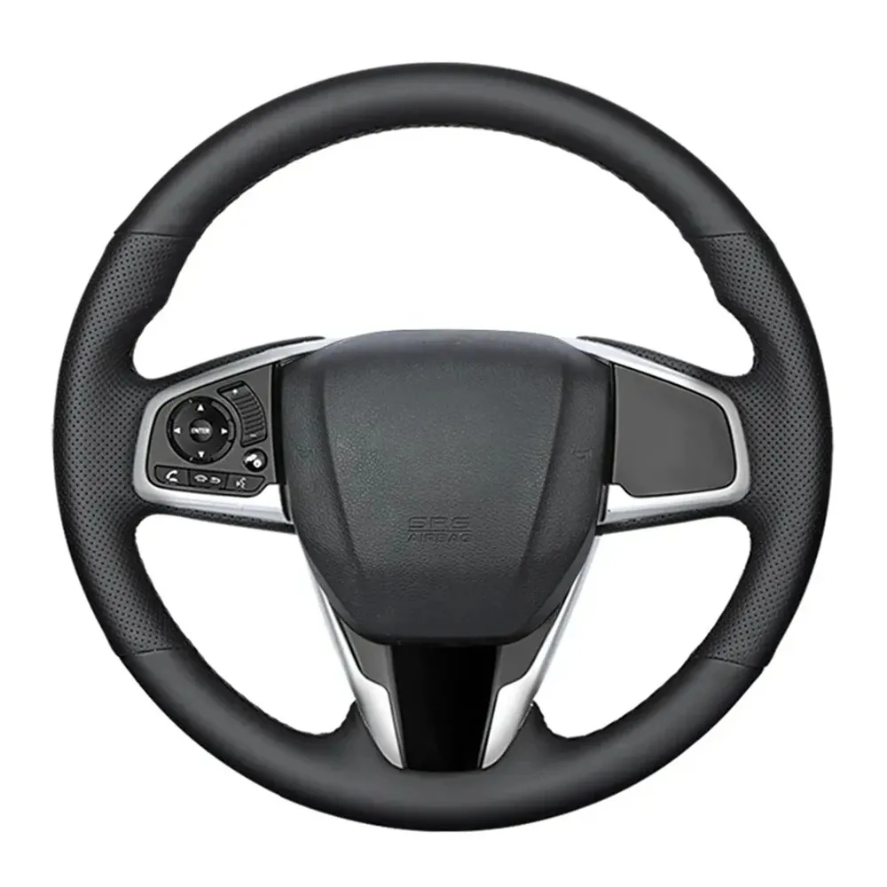 Capa de volante em carbono e couro antiderrapante costurada à mão para Honda Civic 10th Gen 2016 2017 preto para acessórios