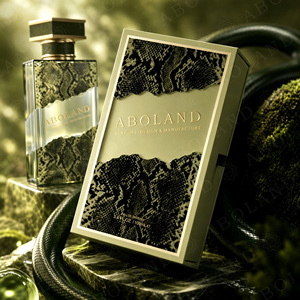 กล่องน้ำหอม ABOLAND แบบแข็ง 100 มล. ปั๊มฟอยล์ทอง บรรจุภัณฑ์เครื่องสำอางระดับไฮเอนด์ รูปทรงสี่เหลี่ยมผืนผ้า ทำจากกระดาษไอวอรี่ - Product Image 1