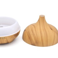 Diffuseur d'huiles essentielles ultrasonique à grain de bois de 500 ml avec lumières LED 7 couleurs, commande tactile, fonction automatique, charge USB