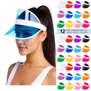Gorra de Visera Vacía Personalizada de PVC Azul para Verano, Deportes al Aire Libre, Playa, Correr, Golf, Unisex para Hombres y Mujeres - Product Image 1
