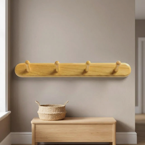 Perchero de Pared de Madera con 4 Ganchos, Ecológico, Resistente, Estilo Clásico Minimalista, para Hogar y Hotel, Fácil Instalación - Product Image 3