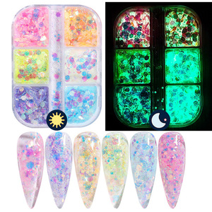 Poudre de <span class=keywords><strong>sucre</strong></span> granulés de bonbons néon pour ongles, poudre de pigment pailleté brillant dans le noir - Product Image 3