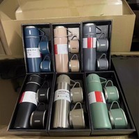 Bouteille d'eau isotherme en acier inoxydable 304 de 500 ml avec logo personnalisé, pour le sport, le fitness, le camping, avec 3 couvercles, idéale pour la fête des pères et Thanksgiving