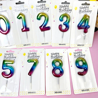 Bougies numérotées en cire de paraffine tricolores à dégradé doré pour la décoration de gâteaux d'anniversaire et de fêtes, design rainuré, vente en gros