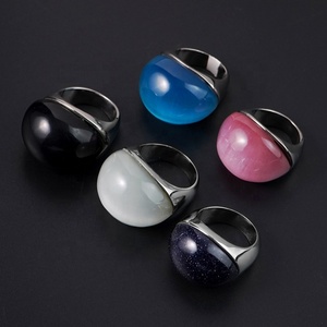 Grandes bagues en pierre de cristal pour femmes, bijoux de fête, acier inoxydable, ne ternissent jamais, accessoires de bague à porter au doigt, en stock - Product Image 6
