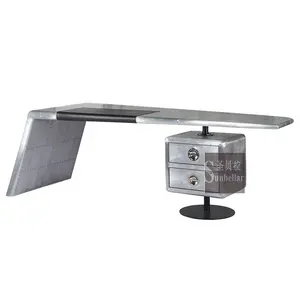 Custom Aviation Furniture Metal Aluminium Table Style Airplane Wing Desk with drawers handmade aviator desk