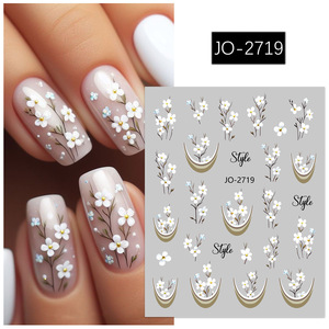 Nagel blumen aufkleber Bunte selbst klebende Rückseite Chrysantheme Bienen nagel aufkleber Hand gezeichnete Nagel kunst - Product Image 4