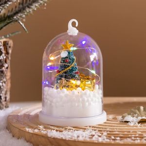 Nouvelles mini décorations, lumière LED pour enfants, couvercle en verre, cadeau, arbre de Noël de bureau, ornements de neige - Product Image 5