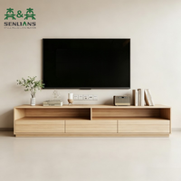Meuble TV et Table Basse Combinées de Style Nordique Moderne et Simple, en Panneaux de Bois, pour Salon Familial et Chambre à Coucher avec Rangement