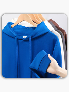 Sweat à capuche ample de style américain transfrontalier, anti-rétrécissement, 320g, décontracté, long, tendance pour homme, couleur unie, 100% coton - Product Image 3