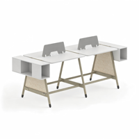 Poste de travail en open space avec armoire de rangement, banc de bureau, solution de mobilier pour espace de travail commercial