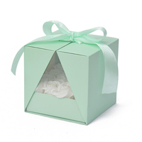 Boîte Cadeau Ronde en Papier Vert Menthe de Luxe avec Logo Personnalisé, Fenêtre Transparente en PVC et Ruban Nœud, pour Mariage et Faveurs (Vente en Gros)