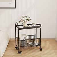 Chariot roulant à 2 niveaux, Portable et moderne, support de rangement avec roues pour hôtel, cuisine, maison