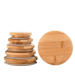 Hallerbos Wholesale Mason Jar Candle Glass Wood Lid Or Customized Material Bamboo Lid With Or Without Silicone Ring