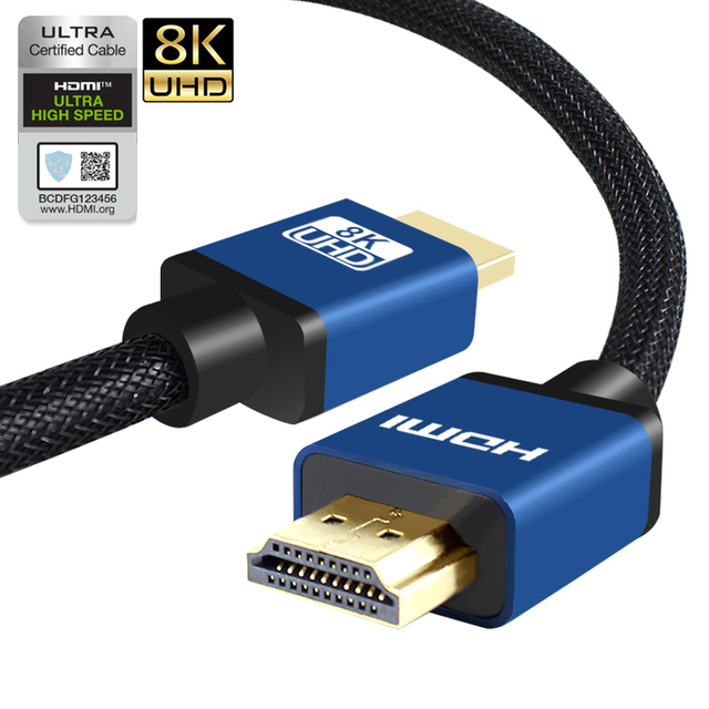 Certified 8k hdmi 2.1 2.2 Cable Version Ultra High Speed 48Gbps hdmi 2.1 Cable 8k 60HZ 4k 120Hz Resolution HDR TDR 8k