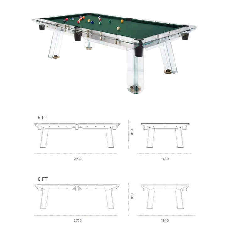2024 New Arrival 8FT / 9FT Modern design Acrylic Billiard Pool Table