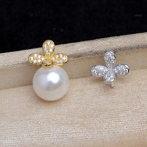 Pendentif fleur en argent S925, herbe porte-bonheur, aiguille droite, 11-12 mm, accessoire de bricolage pour bijoux en perles - JG5928, produit semi-fini - Product Image 1