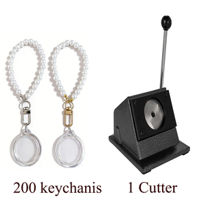 200 Llaveros <span class=keywords><strong>de</strong></span> imitación <span class=keywords><strong>de</strong></span> perlas con correa para muñeca, acrílicos en blanco para <span class=keywords><strong>fotos</strong></span>, con cortador <span class=keywords><strong>de</strong></span> papel redondo y mini marco transparente para insertar imágenes - Product Image 1