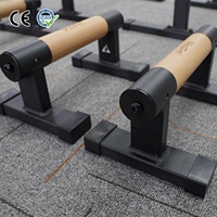VIGFIT Equipo de Entrenamiento de Fuerza y Calistenia: Paralelas de Madera para Flexiones y Manillares para Flexiones