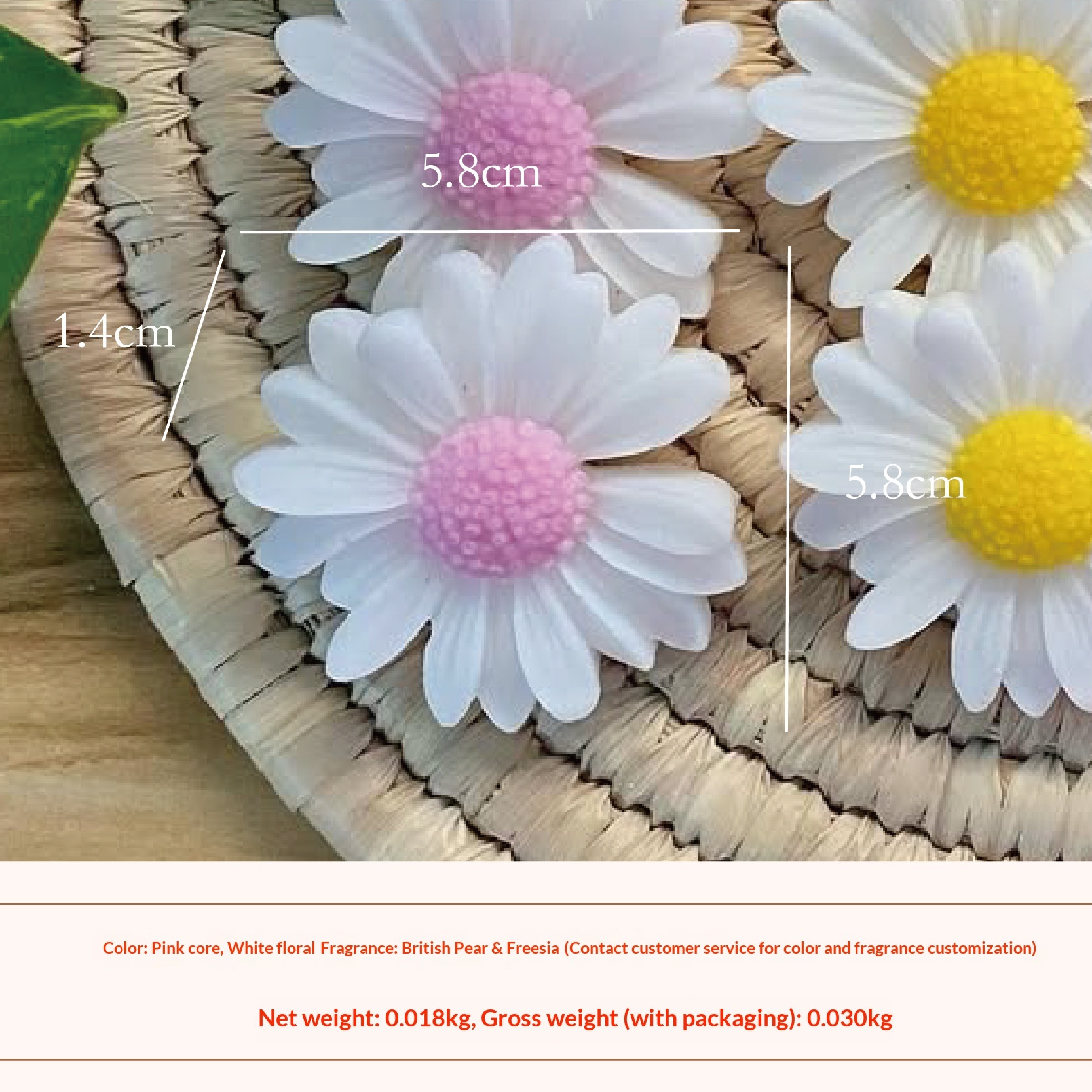 Pink core white flower