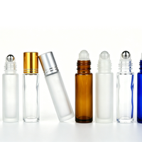 Botellas de Vidrio Cilíndricas con Rodillo, Mate, 10 ml, Ámbar, Negro, 15 ml, Botella Vacía para Perfume o Aceite con Rodillo de Acero Inoxidable/Vidrio