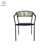 Chaise de salle à manger minimaliste en aluminium, rotin tressé noir, pour patio, maison, hôtel, piscine, restaurant, chaise de jardin empilable en aluminium