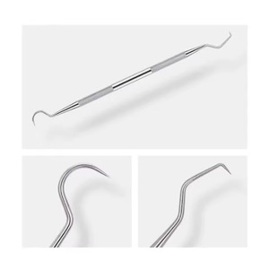 Kit per esame odontoiatrico con 5 strumenti in acciaio inox TeethScaler spatola per impugnatura a specchio sonda/pinzette/cucchiaio chirurgico - Product Image 5