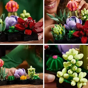 Set de Construcción de Plantas Suculentas, 771 Piezas, Juguete de Plástico DIY, Ladrillos de Bonsái para Decoración de Escritorio en Casa, Proyecto Relajante, Regalo para Adultos - Product Image 3