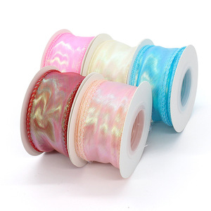 FangZHI Iridescent Organza Ribbon 4Cm Solid Color Glitter Woven For Flower Packaging Diy Gift Decoration - Product Image 3