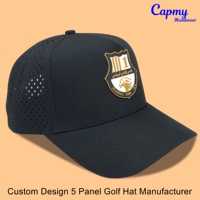 Premium Middle Crown Patch personnalisé Logo caoutchouc Polyester perforé Golf casquette de Baseball camionneur chapeau noir imperméable Golf chapeau hommes