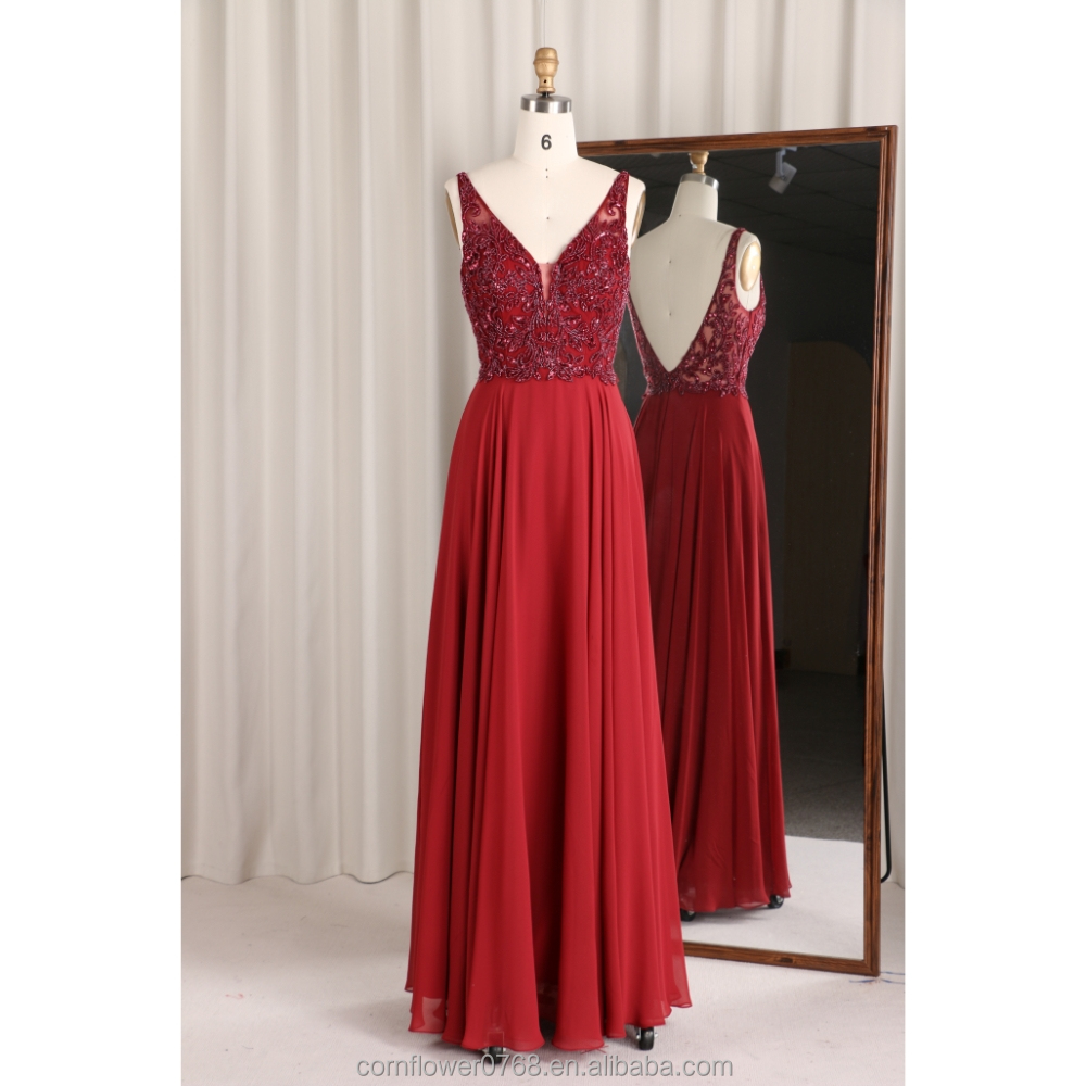 sachin and babi light blue dress Burgundy Wine Red Mermaid Chiffon Prom Dresses Sweetheart Beading Crystals Sleeveless Evening Dresses Formal Gowns Vestidos main image 0
