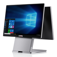 Système de terminal de point de vente (TPV) haut de gamme VPOS T2 avec boîtier en alliage d'aluminium, écran tactile double 15,6 pouces, compatible Windows 11/10 pour la restauration