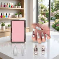 Ongles artificiels à pointe stiletto, longueur moyenne, en gel souple, double finition mate, transparents, couvrance totale, pour salon et DIY, 16 tailles, 224 pièces