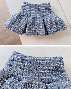 Vêtements d'hiver pour enfants de 4 à 16 <span class=keywords><strong>ans</strong></span>, <span class=keywords><strong>veste</strong></span> en tweed pour filles d'automne et d'hiver + jupe, ensemble de blazer en tweed de luxe en 2 pièces - Product Image 3