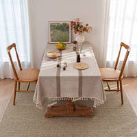 Nappe Rectangulaire Haut de Gamme en Lin et Coton Couleur Unie, Style Luxe Léger, Housse de Table Basse Française – Grande Vente