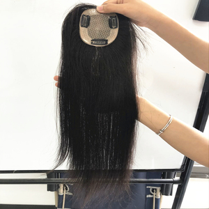 Toupet pour femme en cheveux humains de qualité supérieure, base en soie européenne de qualité 10A, lisse, 18 pouces, 100% noué à la main, densité 150% - Product Image 2