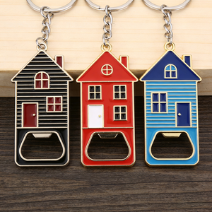 Décapsuleurs porte-clés personnalisés <span class=keywords><strong>en</strong></span> forme de maison, vente <span class=keywords><strong>en</strong></span> gros d'usine, cadeaux promotionnels immobiliers - Product Image 1